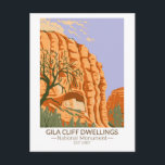 Gila Cliff Dwellings National Monument New Mexico Postcard<br><div class="desc">Gila Cliff Dwellings vector artwork design. The park was created to protect Mogollon cliff dwellings in the Gila Wilderness on the headwaters of the Gila River in southwest New Mexico.</div>