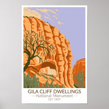 Gila Cliff Dwellings National Monument New Mexico Poster by Kris_and_Friends at Zazzle