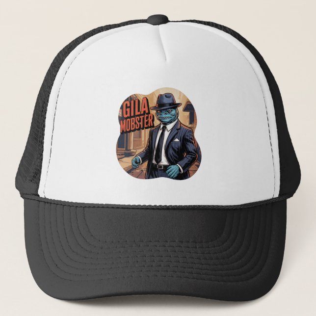 Gila Mobster Illustration – Gila Monster Funny Trucker Hat (Front)