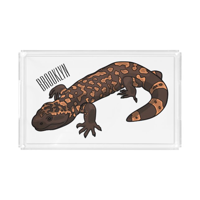 Gila monster cartoon illustration acrylic tray (Front)