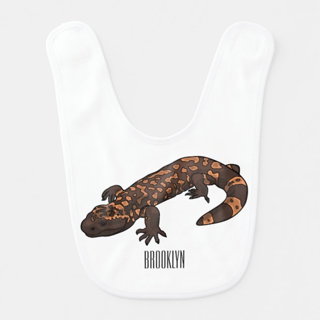 Gila monster cartoon illustration baby bib (Front)