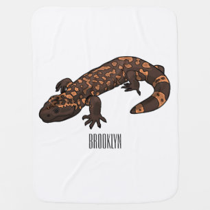 Gila monster cartoon illustration baby blanket