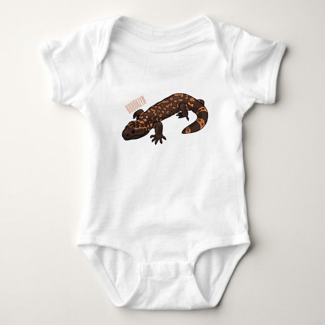 Gila monster cartoon illustration baby bodysuit (Front)