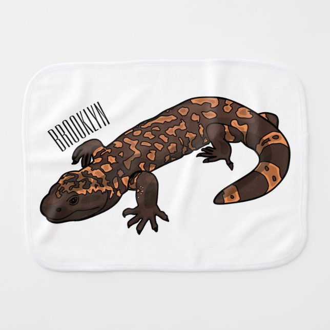 Gila monster cartoon illustration baby burp cloth (Front Horizontal)