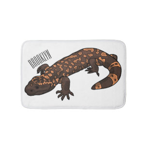 Gila monster cartoon illustration bath mat