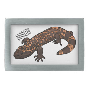 Gila monster cartoon illustration belt buckle