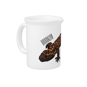 Gila monster cartoon illustration beverage pitcher