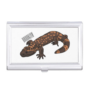 Gila monster cartoon illustration business card case