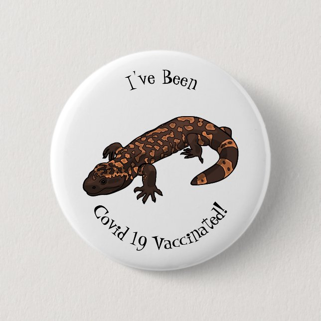 Gila monster cartoon illustration button (Front)