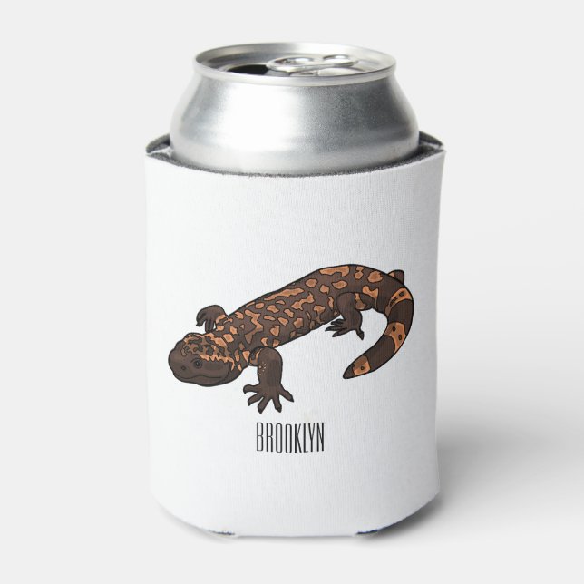 Gila monster cartoon illustration can cooler (Can Front)