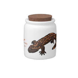 Gila monster cartoon illustration candy jar