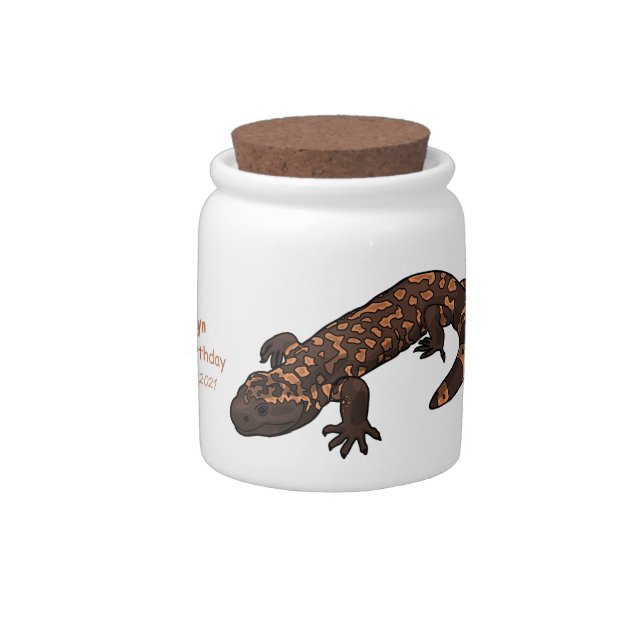 Gila monster cartoon illustration candy jar (Right)
