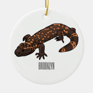 Gila monster cartoon illustration ceramic ornament