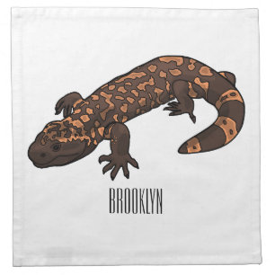 Gila monster cartoon illustration cloth napkin