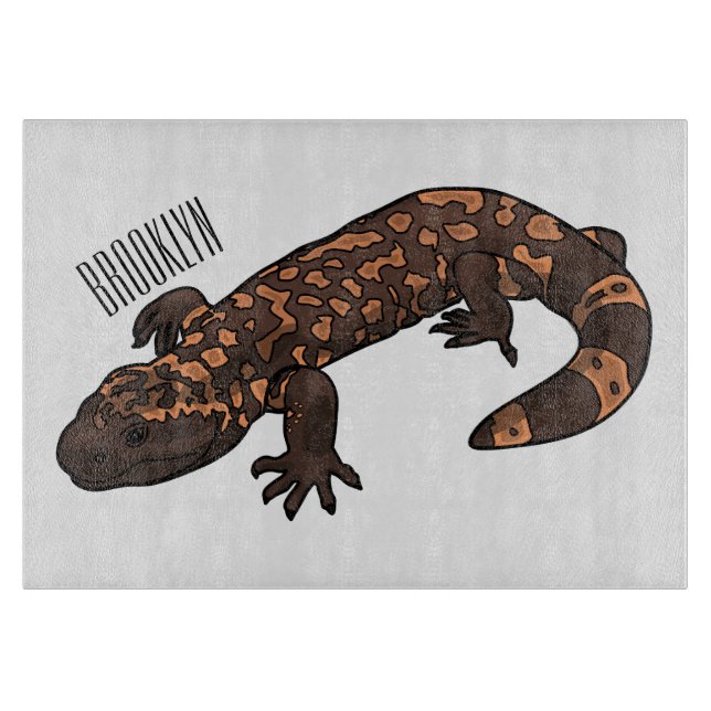 Gila monster cartoon illustration cutting board (Front)