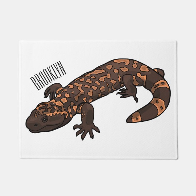 Gila monster cartoon illustration doormat (Front)