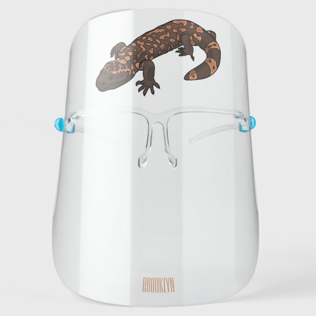Gila monster cartoon illustration  face shield (Front)