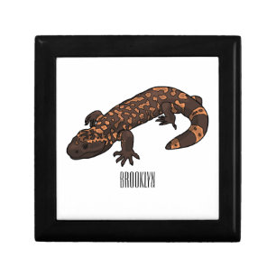 Gila monster cartoon illustration gift box