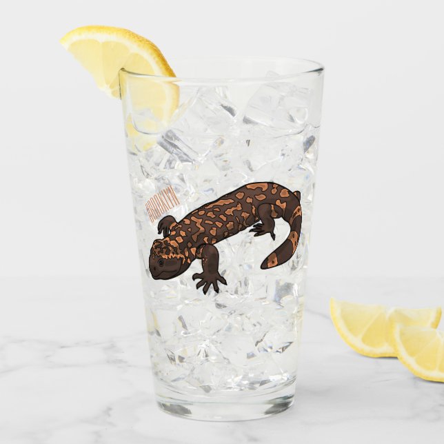 Gila monster cartoon illustration glass (Front Ice)