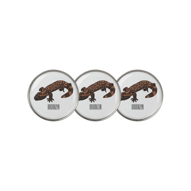 Gila monster cartoon illustration golf ball marker (3 Up)