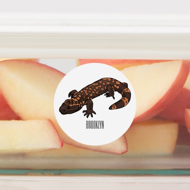 Gila monster cartoon illustration labels (Affixed)