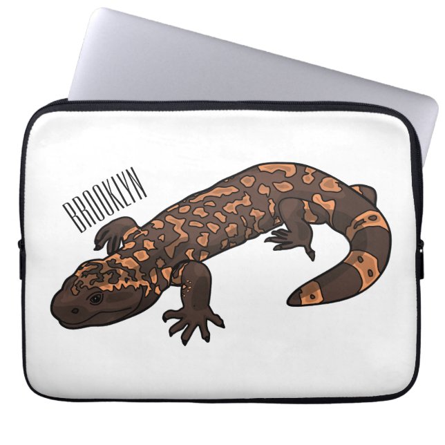 Gila monster cartoon illustration laptop sleeve (Front)