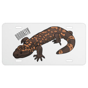Gila monster cartoon illustration license plate