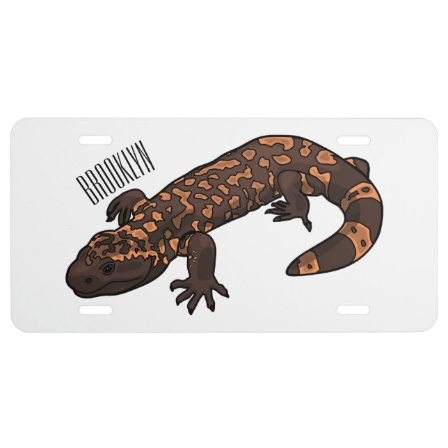 Gila monster cartoon illustration license plate (Front)