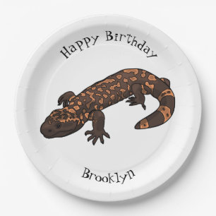 Gila monster cartoon illustration paper plates
