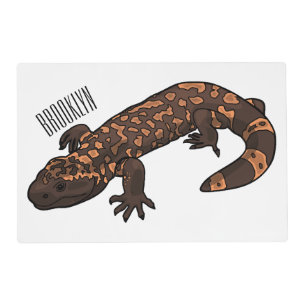 Gila monster cartoon illustration placemat