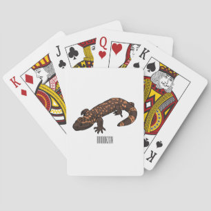 Gila monster cartoon illustration poker cards