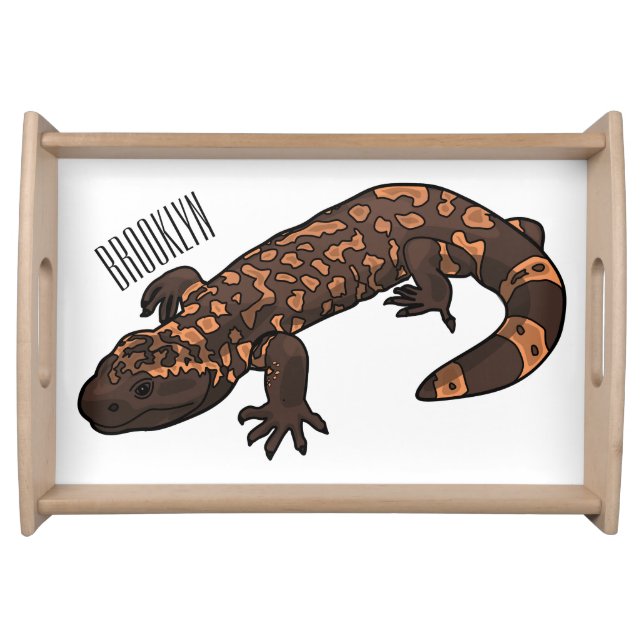 Gila monster cartoon illustration serving tray (Front)