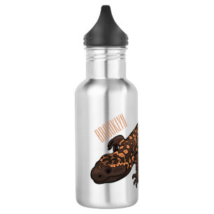 Gila monster cartoon illustration stainless steel water bottle
