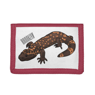 Gila monster cartoon illustration tri-fold wallet