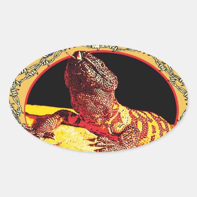 Gila Monster on Defense Oval Sticker (Front)