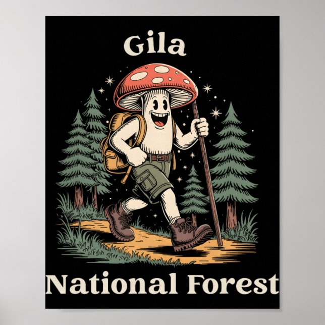 Gila National Forest New Mexico Hiking Mushroom Va Poster (Front)