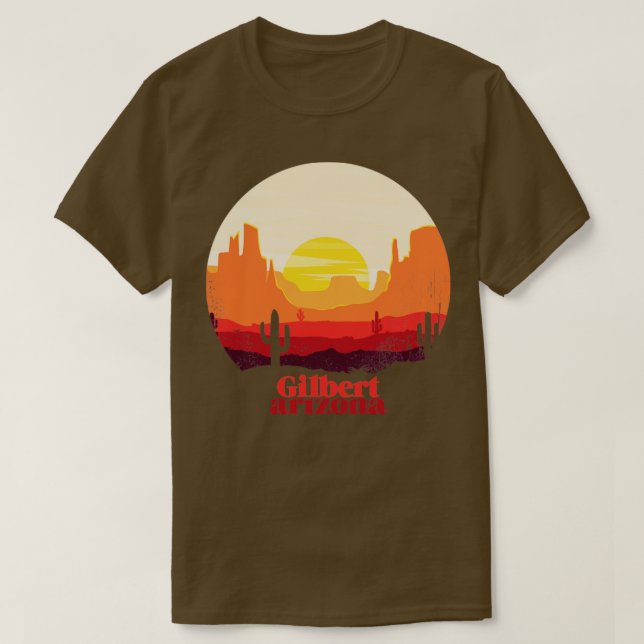 Gilbert Arizona Desert Illustration Vintage Souven T-Shirt (Design Front)