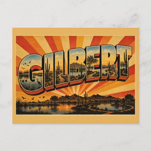 Gilbert Arizona Desert Wetland Oasis Art Postcard