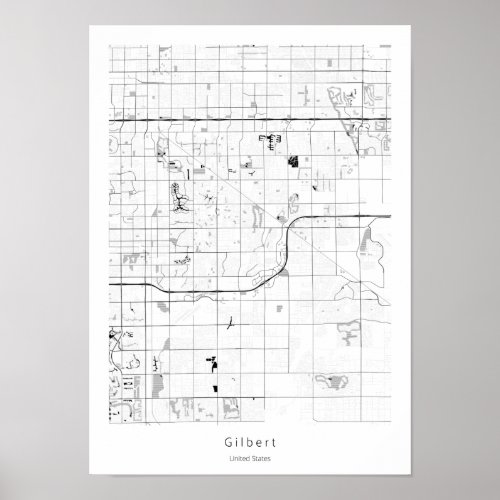 Gilbert Arizona Modern Minimal Abstract Simple Map Poster