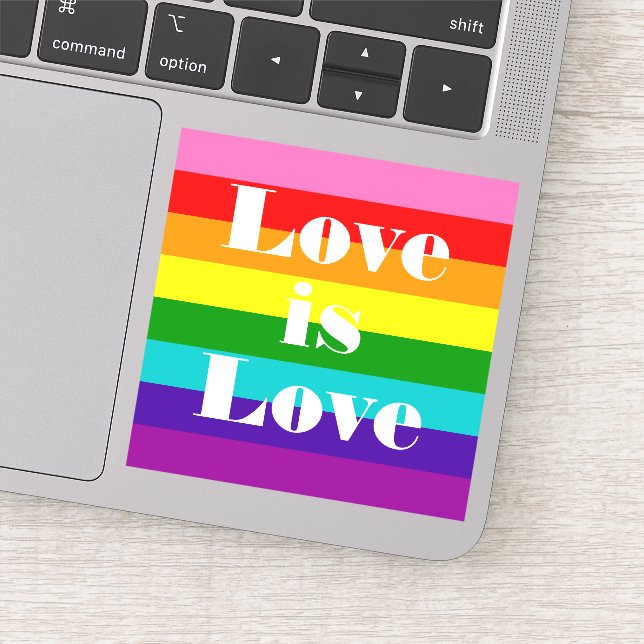 Gilbert Baker Gay Pride Flag Love is Love Sticker (Detail)