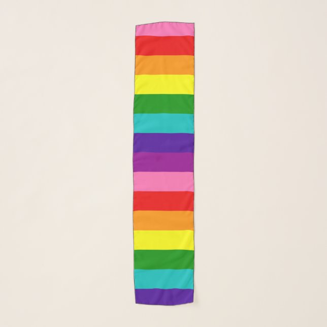 Gilbert Baker Gay Pride Flag Rainbow Stripe Scarf (Front)