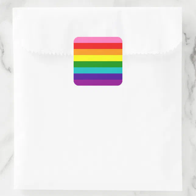 Gilbert Baker Gay Pride Flag Rainbow Stripe Square Sticker | Zazzle