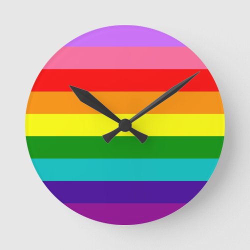Gilbert Bakers 9_Stripe Rainbow Flag Round Clock