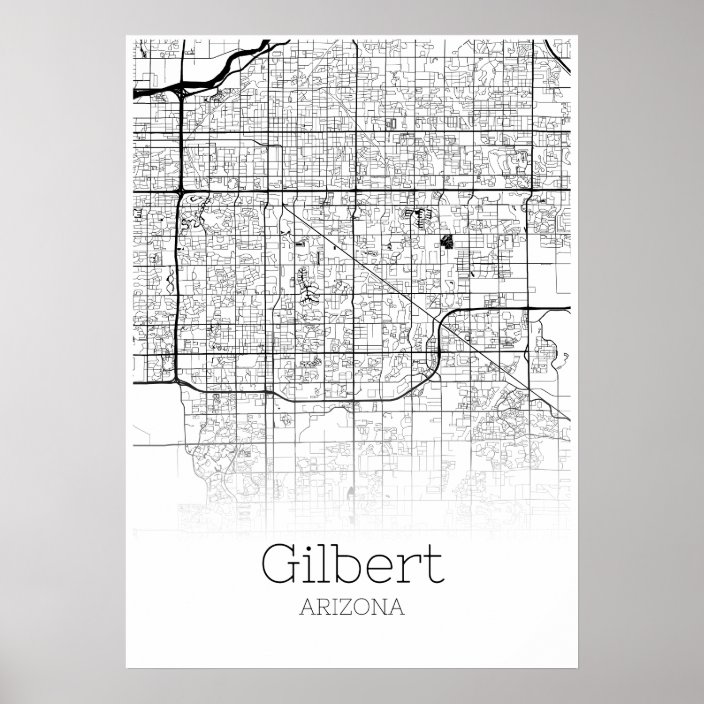 Gilbert Map Arizona City Map Poster 4106