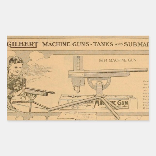 Gilbert toy's Machine Gun 1919 Rectangular Sticker (Front)