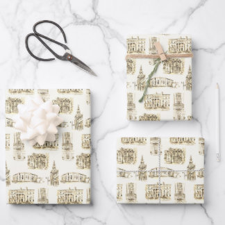 Gilded Age Architecture Buffalo NY Pen & Ink Wrapp Wrapping Paper Sheets