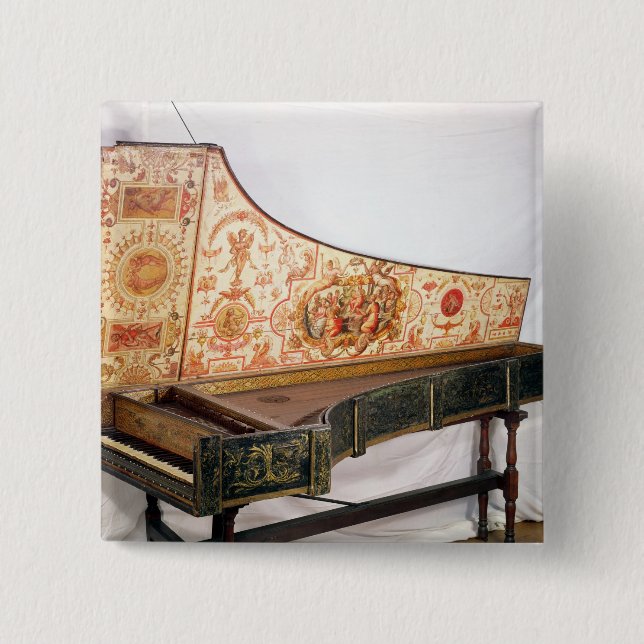 Gilded and painted harpsichord button (Front)