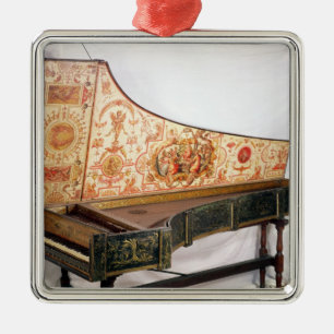 Gilded and painted harpsichord metal ornament