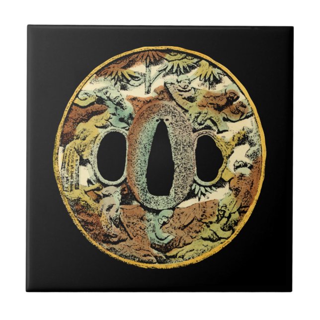 Gilded Asian Medallion by Vision Studio Ceramic Tile (Front)