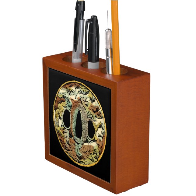 Gilded Asian Medallion by Vision Studio Desk Organizer (In Situ)